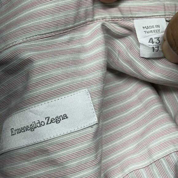 Ermenegildo Zegna Men’s Large Stripped Long Sleeve Button Up Dress Shirt (43/17) - Picture 7 of 8